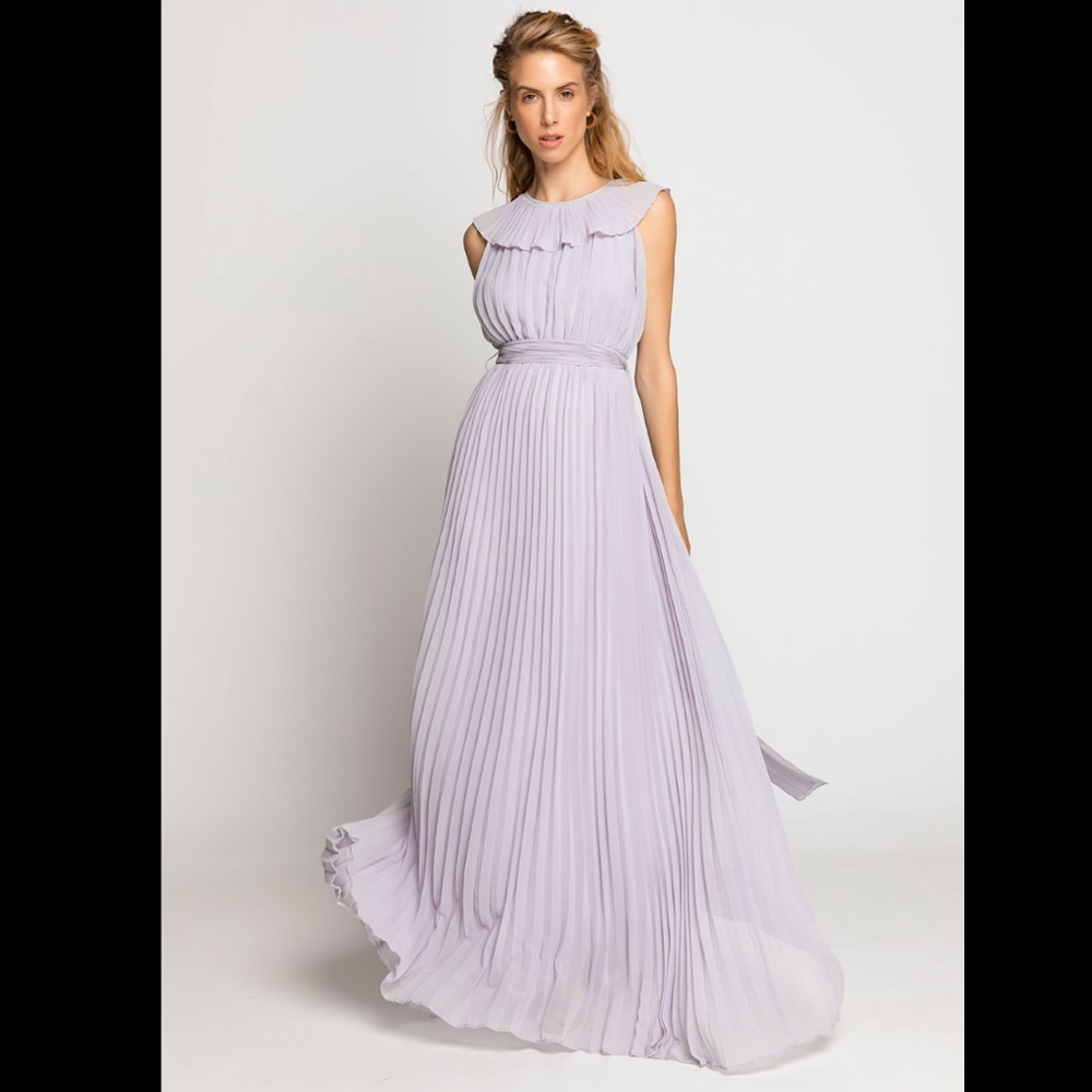 TRUE DECADENCE LILAC GREY PLEATED MAXI DRESS AC2342 6 *NO WAIST TIE INCLUDED*